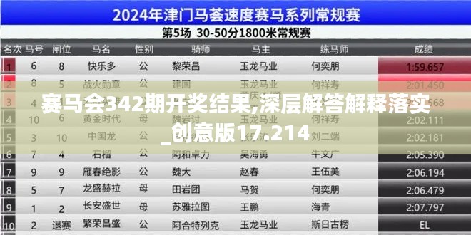 赛马会342期开奖结果,深层解答解释落实_创意版17.214