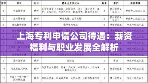 上海专利申请公司待遇:薪资福利与职业发展全解析