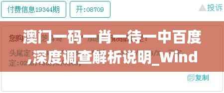 澳门一码一肖一待一中百度,深度调查解析说明_Windows1.181