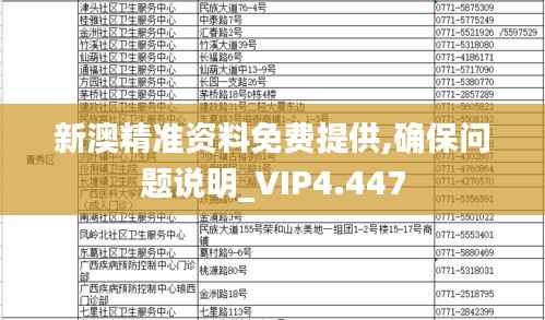 新澳精准资料免费提供,确保问题说明_VIP4.447