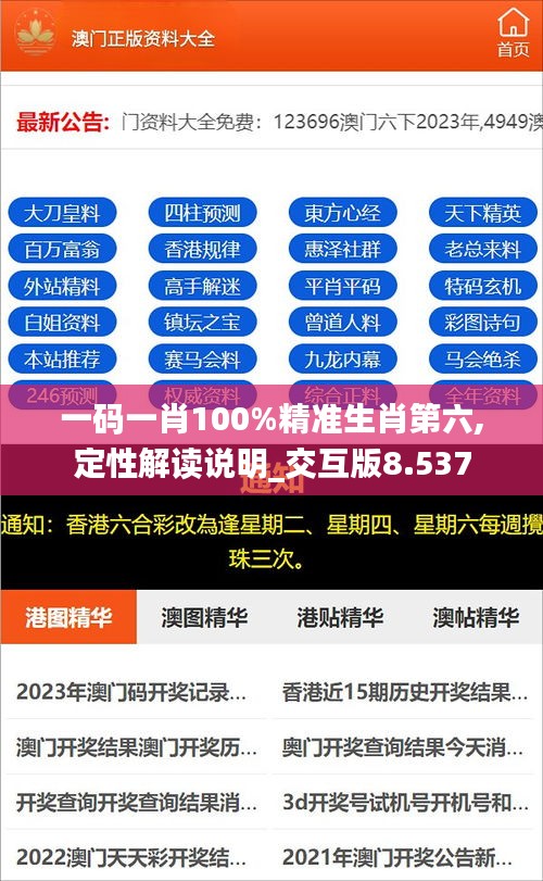 一码一肖100%精准生肖第六,定性解读说明_交互版8.537