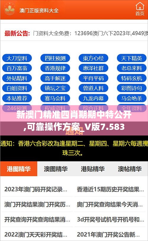 新澳门精准四肖期期中特公开,可靠操作方案_V版7.583