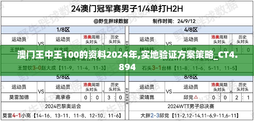 澳门王中王100的资料2024年,实地验证方案策略_CT4.894