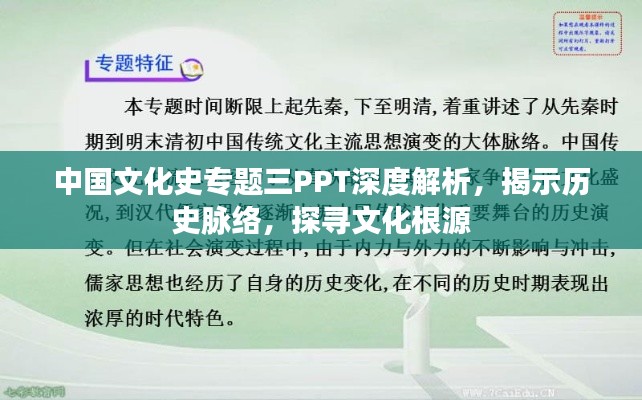 中国文化史专题三PPT深度解析，揭示历史脉络，探寻文化根源