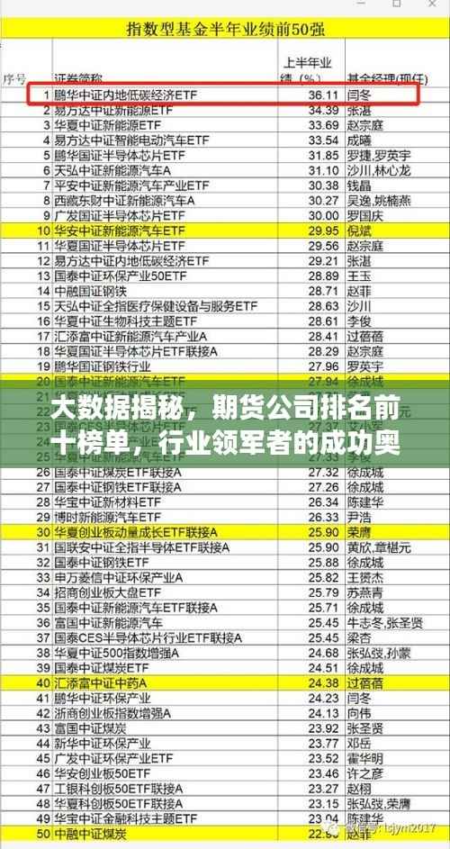 大数据揭秘，期货公司排名前十榜单，行业领军者的成功奥秘大揭秘