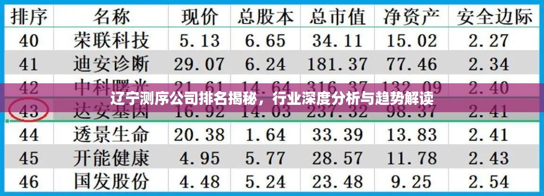 辽宁测序公司排名揭秘，行业深度分析与趋势解读