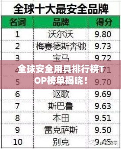 全球安全用具排行榜TOP榜单揭晓！