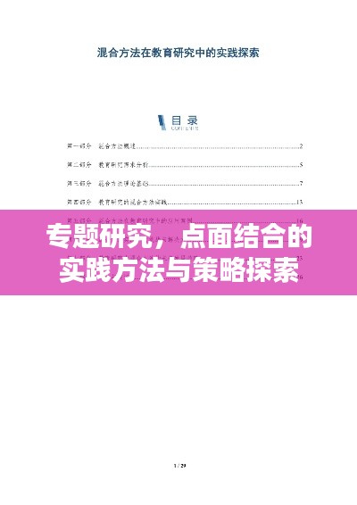 专题研究，点面结合的实践方法与策略探索