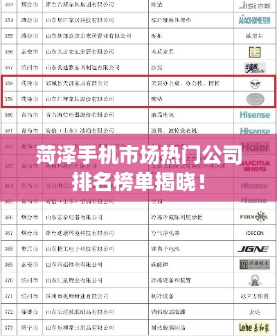菏泽手机市场热门公司排名榜单揭晓！