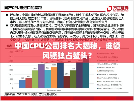 中国CPU公司排名大揭秘，谁领风骚独占鳌头？