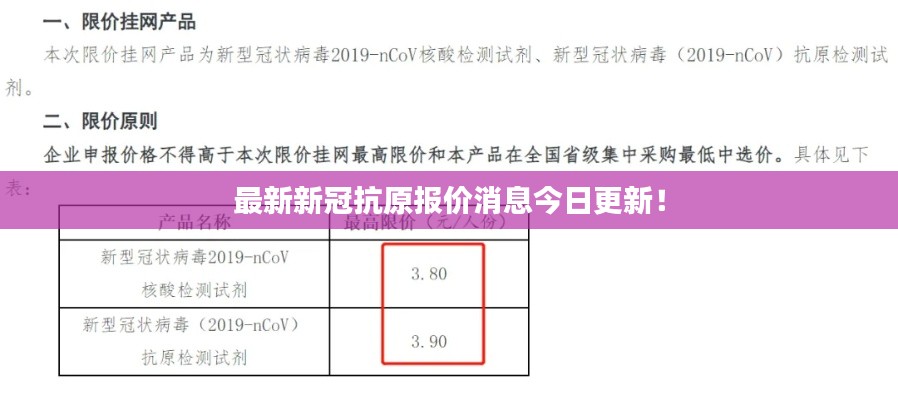 最新新冠抗原报价消息今日更新！